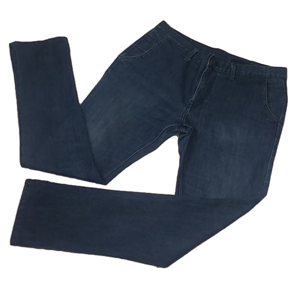 Mondo DiMarco Blue Dark Medium Wash Mid Rise Zip Up Straight Leg Denim Jean - Picture 1 of 15